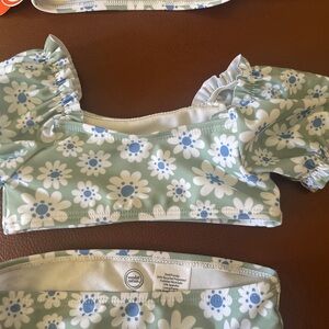 Wonder Nation Kids Swim Bikini - Green and Blue Floral